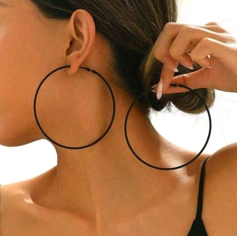 Black Hoop Earrings